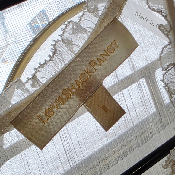 LoveShackFancy Rosney Sheer Ivory Lace Long Sleeve Dress - Picture 6 of 8